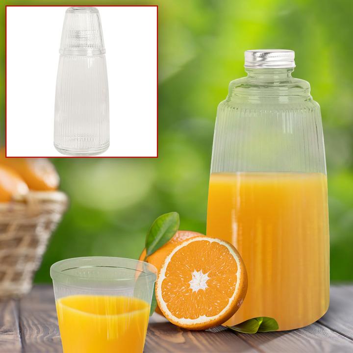 Actual product image Excellent Houseware Glass bottle with drinking glass, 1 litre (1 l)
