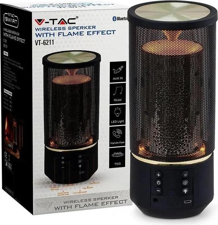 Actual product image V-TAC Przenośny Głośnik Bluetooth Diody LED 6 ustawień światła TWS 1200mAh VT-6211