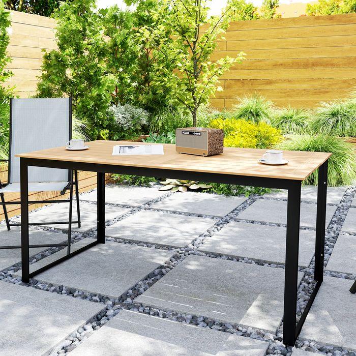 Produktbild Swisshandel24 Gartentisch für 6 Personen 160x80 cm Holzoptik Lamellendesign, Teak (80 cm)