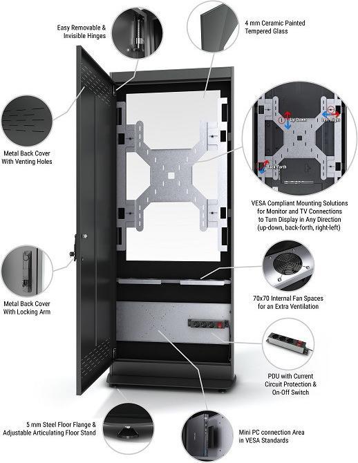 Produktbild DSS Indoor Stele Portrait, 55" Bildschirm, schwarz