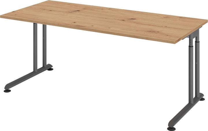 Hammerbacher Bureau pied C 180x80cm chêne cendré/graphite (180 x 80 cm)