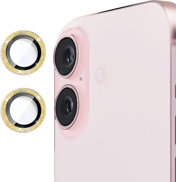 Actual product image Enkay Glitter metal camera ring (1 Piece, Apple iPhone 16 Plus, Apple iPhone 16)