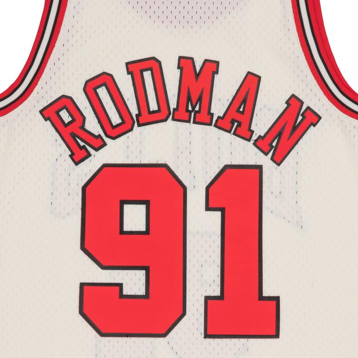 Actual product image Mitchell & Ness NBA Chicago Bulls Dennis Rodman Off White Team Colour Swingman Jersey Mens (L)