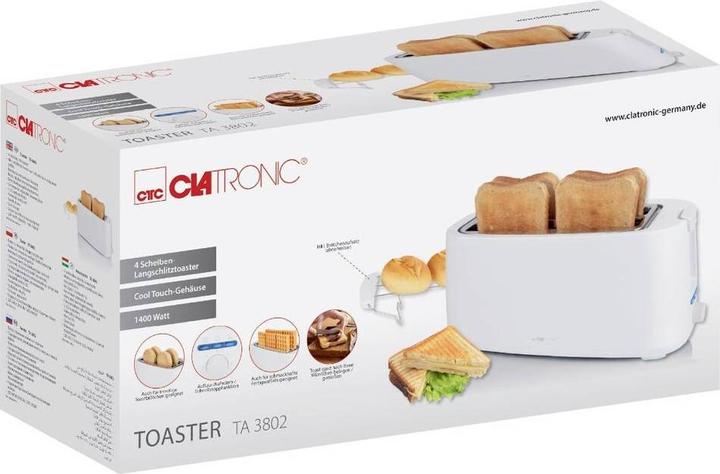 Actual product image Clatronic TA 3802 white 4-slice long slot toaster