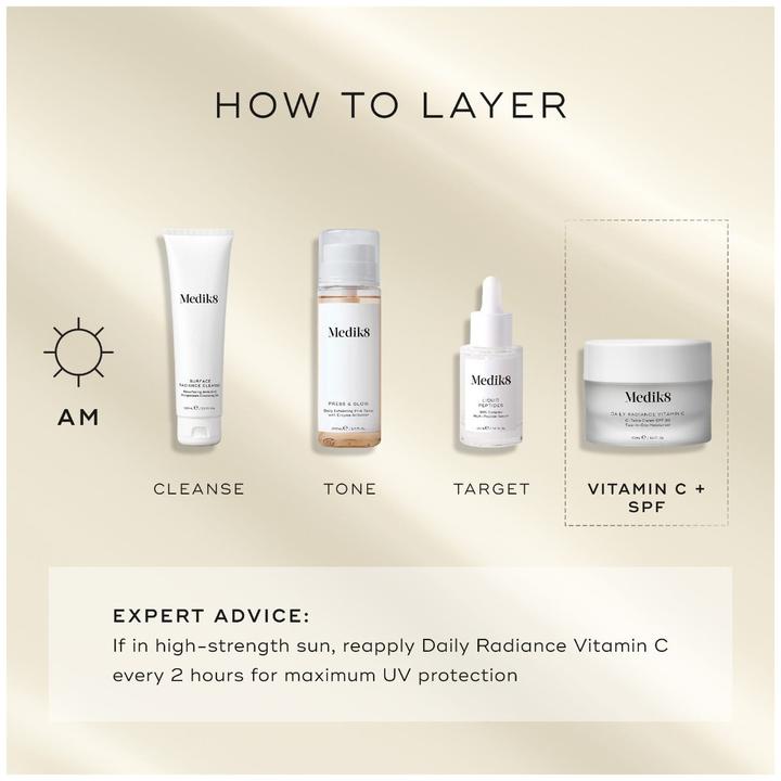 Produktbild Medik8 Daily Radiance Vitamin C C-Tetra Cream SPF 30 Two-in-One Moisturiser 50ml (Körpermilch, 50 ml)