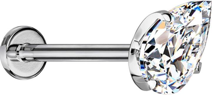 Star Piercing Micro Threadless Labret silber mit Kristalltropfen silber gefasst (ohne Messing, Titan G23)