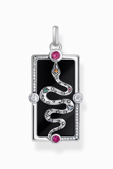 Produktbild Thomas Sabo Kettenanhänger Schlange mit schwarzer Kaltemaille und bunten Steinen Silber (Emaille, Emaille/Silber, 925er Silber)