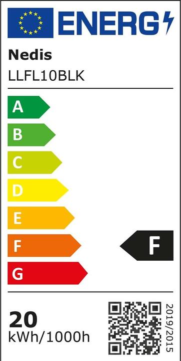 Energie-Label Nedis LED-Flutlicht - 4000 K - Nennlichtstrom: 1620 lm - 20 kWh - IP65-1.00 m - Energieklasse: F - 2 (1620 lm, IP65)