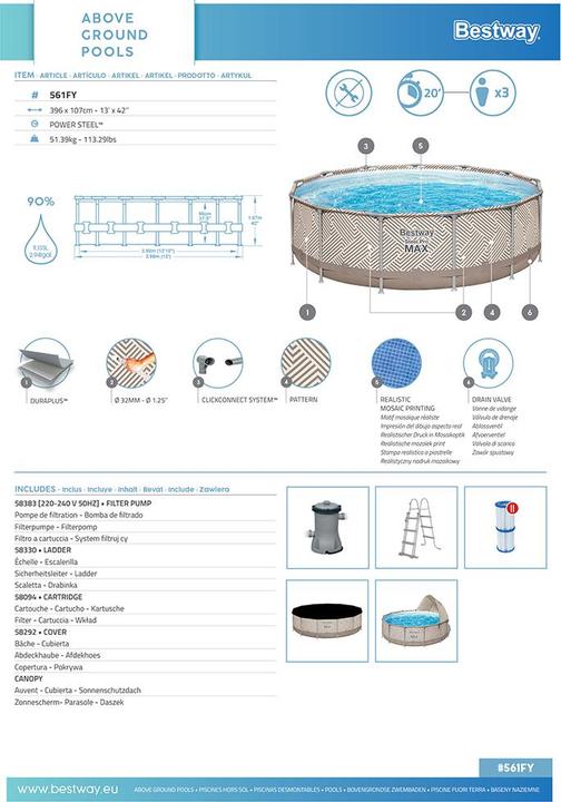 Actual product image Bestway Steel Pro Max Pool Set 396x107cm (Ø 396 x 107 cm)