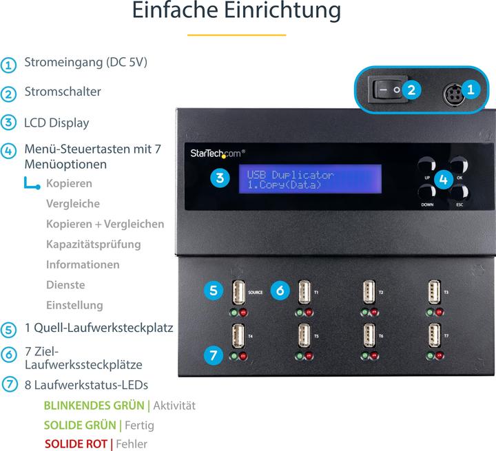 Produktbild StarTech USB Duplicator - 1:7 - USB Sticks - Flash Drive Duplicator (USB-A, 8 Ports)