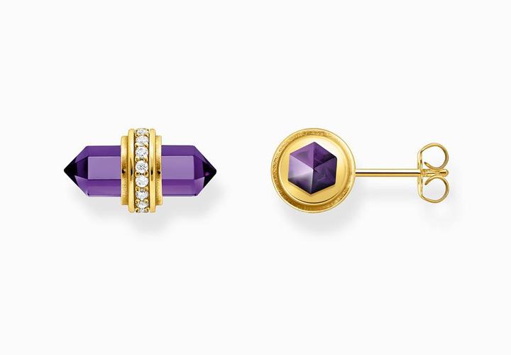 Produktbild Thomas Sabo Ohrstecker mit violettem Onyx Kristall vergoldet (925 Sterlingsilber, 750 Gelbgold Vergoldung)
