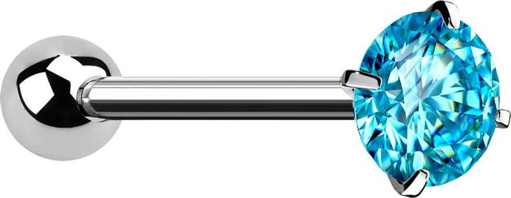 Image du produit Star Piercing Barbell silber mit Kugel und Kristall aqua gefasst (sans laiton, Acier chirurgical 316L)