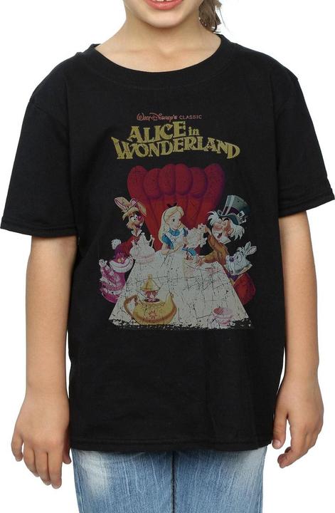 Actual product image Disney Girls Alice In Wonderland Retro Poster Cotton T-Shirt (152, 158)