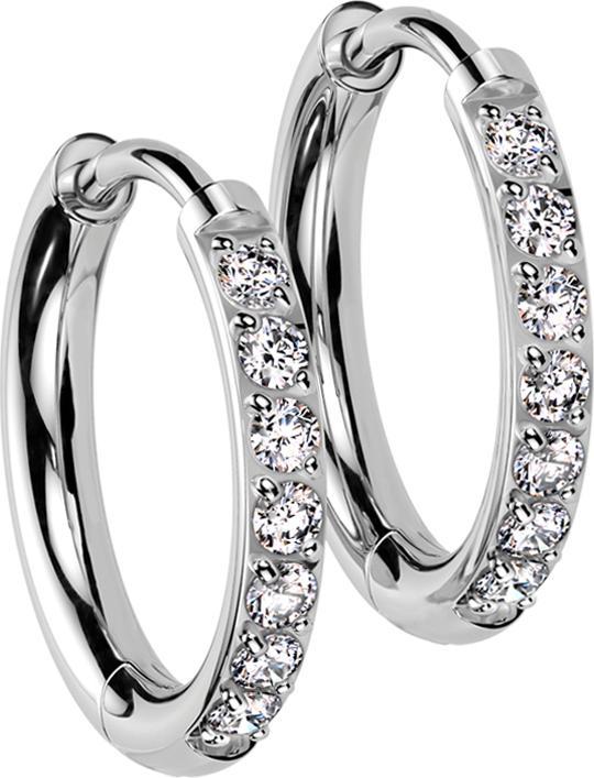 Produktbild Star Piercing Ohrring silber Kristalle silber (Titan G23, ohne Messing)