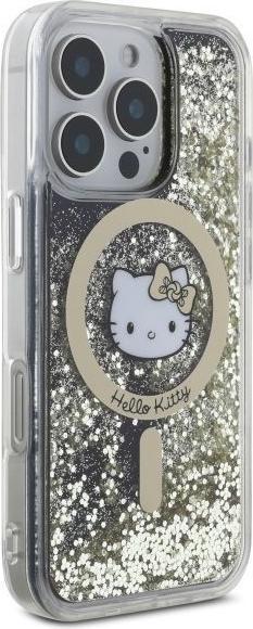 Produktbild Hello Kitty HKHMP16LLGDIK iPhone 16 Pro 6.3" czarny złoty/black gold hardcase Liquid Glitter Fever (Apple iPhone 16 Pro)