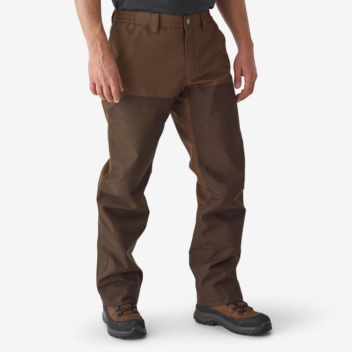 Solognac Hunting reinforced waterproof trousers woodland 500 two-tone/brown