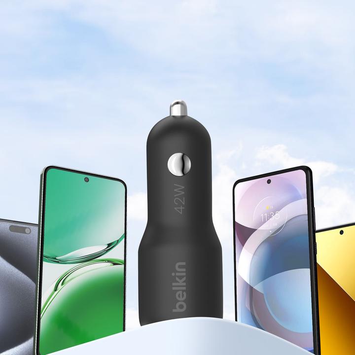 Actual product image Belkin 42w - 30w USB-C 12w USB-A Car Charger