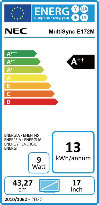 Etichetta energetica NEC E172M (1280 x 1024 pixel, 17")