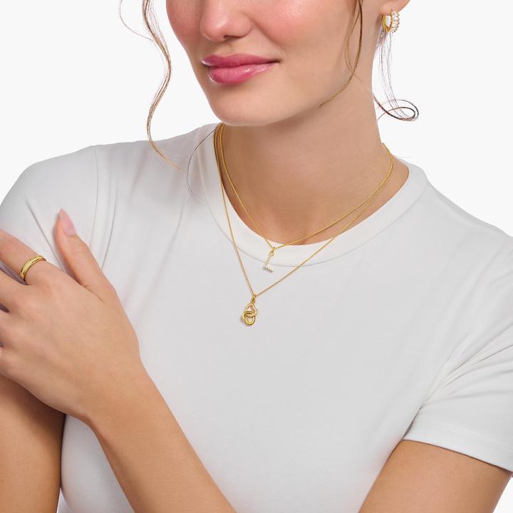 Immagine prodotto Thomas Sabo Catena placcata oro con ciondolo a forma di cuori intrecciati (Zirconia, 38 - 45 cm)