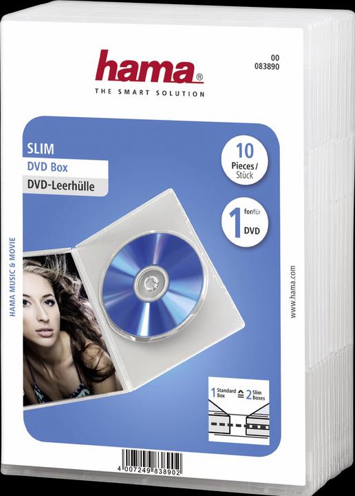Hama 1x10 DVD-Leerhülle Slim Transparent 50% Platzersp.