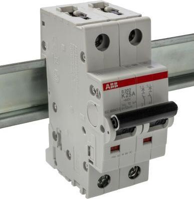 Actual product image ABB S200 MCB 25A 2 Pole Type K 6kA