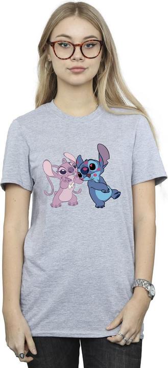 Actual product image Disney Womens/Ladies Lilo & Stitch Kisses Cotton Boyfriend T-Shirt (L)