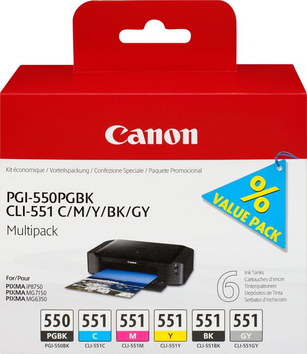 Actual product image Canon Cli-551/Pgi-550 (M, C, PGBK, FC, GY, Y)