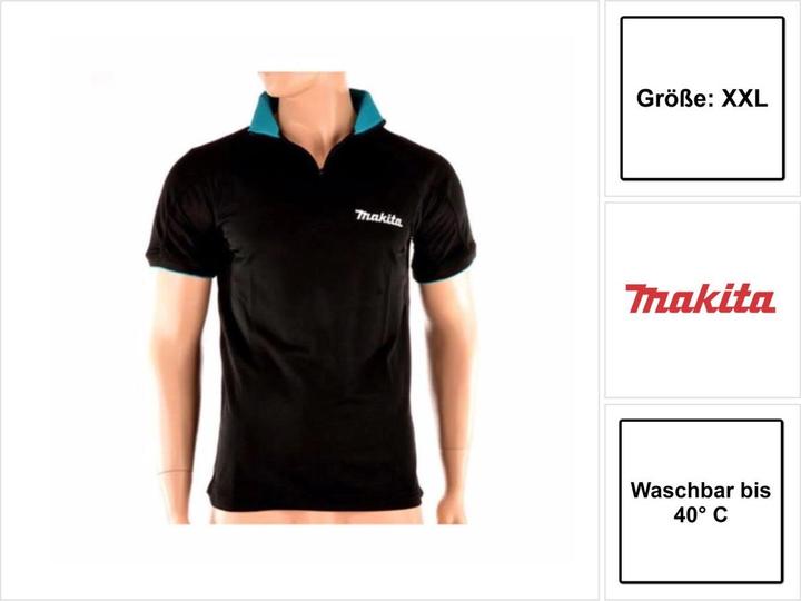 Actual product image Makita Polo Rugby Shirt T-Shirt Size XXL 100% Cotton ( 98P184-XXL ) Color Black (XXL)
