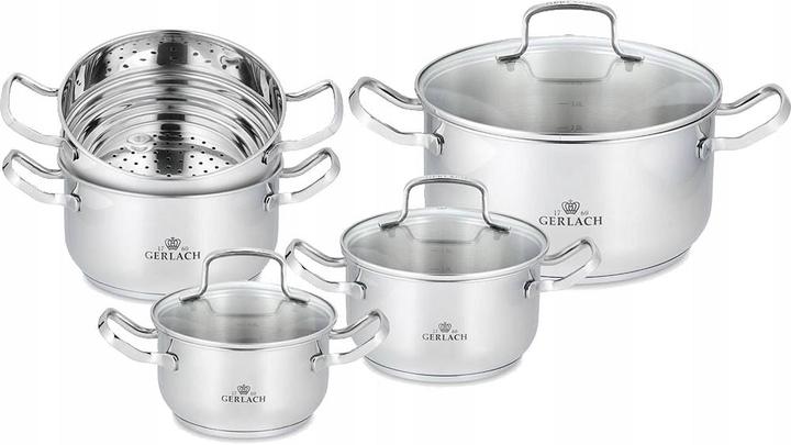Actual product image Gerlach Pot Simple 9 pc (24 cm, Pan set + pot set, Stainless steel)