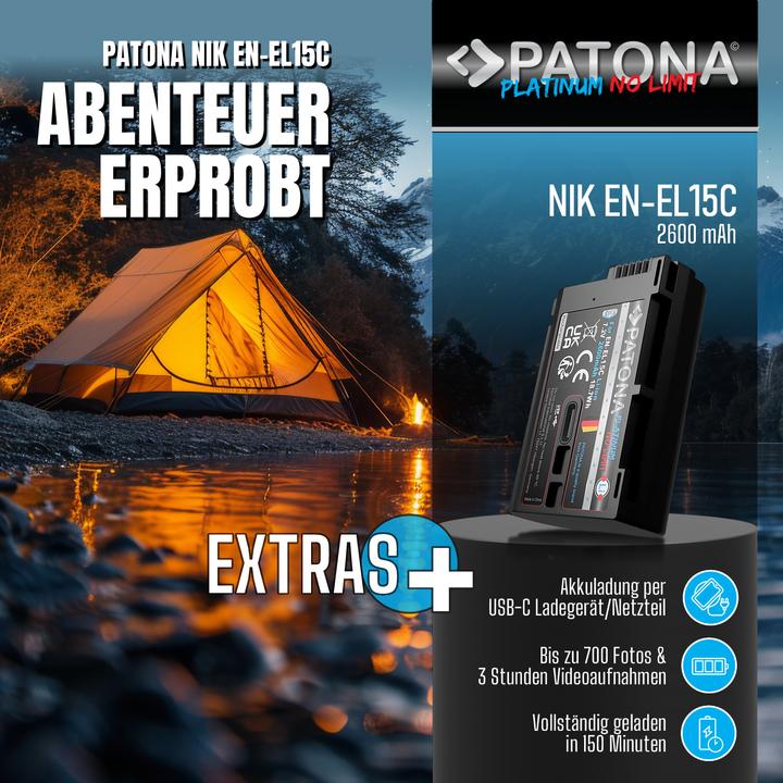 Actual product image Patona Platinum Battery Nikon ENEL15C USB-C (Rechargeable battery)