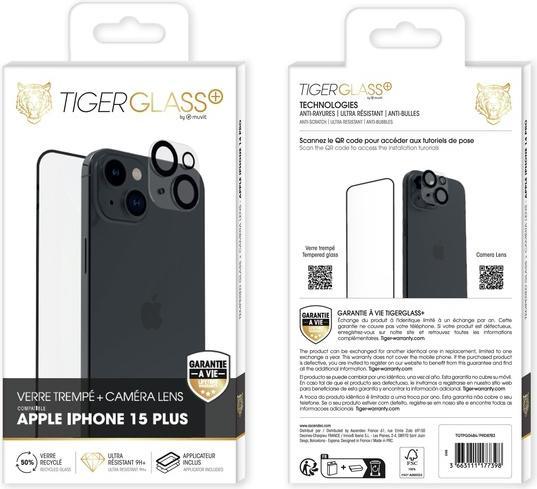 Image du produit Tiger Kit film en verre avec protection de la caméra (1 pièce(s), Apple iPhone 15 Plus)
