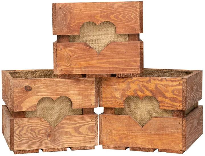 Produktbild Holz Zollhaus Aufbewahrungskiste mit Herzausschnitt, Braun 30 x 30 cm (30 x 30 x 30 cm, 21.60 l)