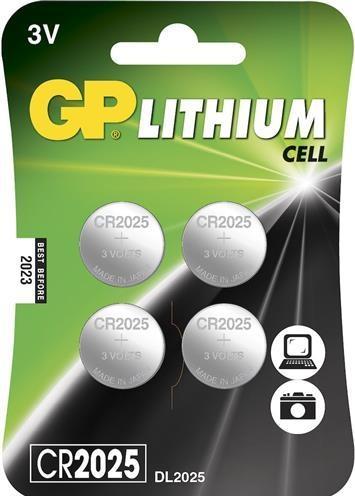 Actual product image GP Batteries Lithium CR2025, Single-use battery, CR2025, Lithium-Manganese Dioxide (LiMnO2), 3 V, 4 (4 pcs., CR2025, 165 mAh)