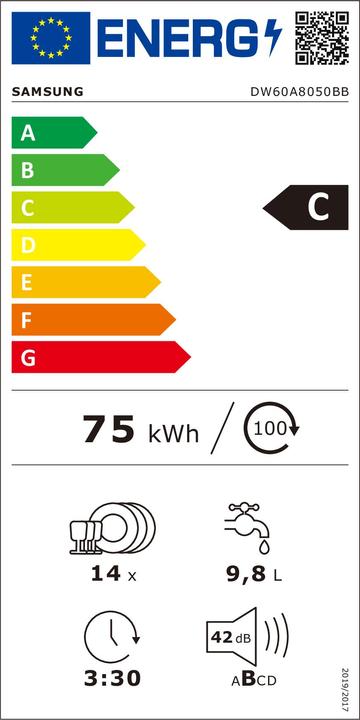 Label énergétique Samsung Lave-vaisselle encastrable DW60A8050BB