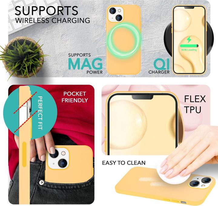 Produktbild Nalia Liquid Silikon Hülle mit MagSafe Funktion & 2x Display Schutzglas (Apple iPhone 14)