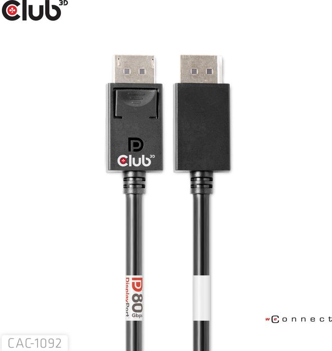 Actual product image Club 3D Club3D DisplayPort cable 2.1 DP80 1,6m 10K/8K/4K St/St retail (1.60 m, DisplayPort)