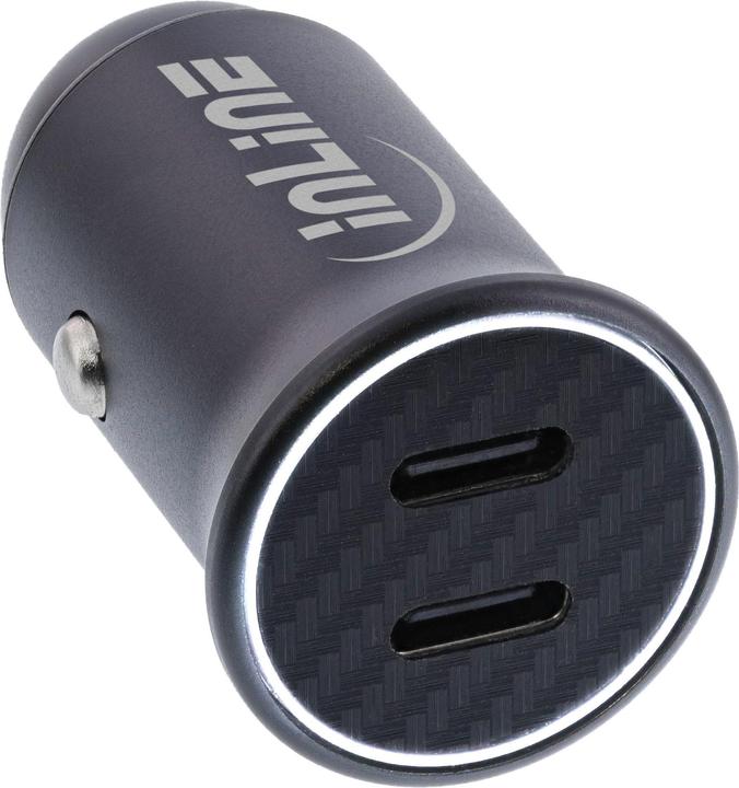 InLine Adattatore USB per auto Power Delivery, 2x USB Type-C, nero
