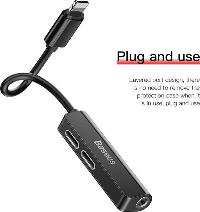 Actual product image Baseus L52 3-in-1 Adapter (Lightning, 3.5mm jack)