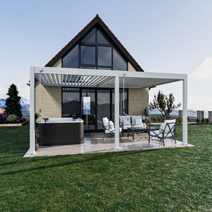 Immagine prodotto Weide Pergola a parete Deluxe Plus 3,6x5,3m Bianco (360 cm, 530 cm)