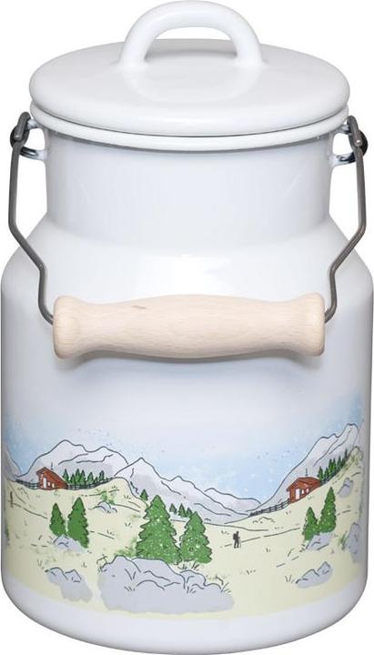 Riess Pot à lait avec couvercle en émail et poignée en bois 1,5L (1.50 l)
