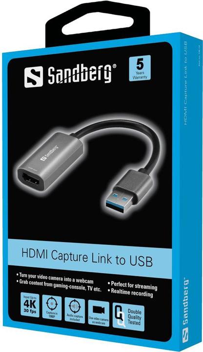 Immagine prodotto Sandberg HDMI Capture Link to USB (HDMI, 12 cm)