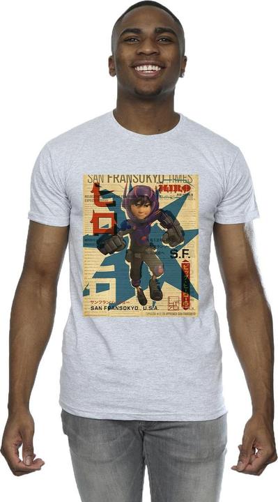 Actual product image Disney Mens Big Hero 6 Baymax Hiro Newspaper T-Shirt (4XL)
