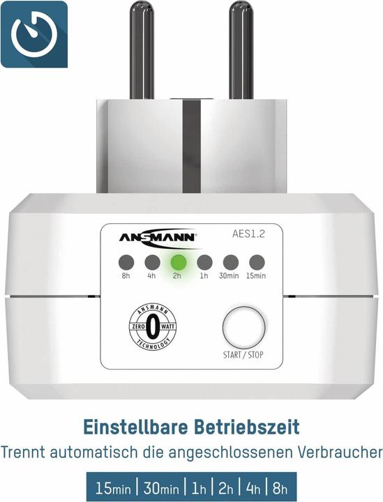 Actual product image Ansmann Socket Zero Watt AES1 wei time-controlled, no power in standby