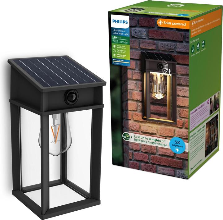 Philips Lighting Geri 929004632601 Solar-Aussenwandleuchte 3.2 W Warmweiss Schwa (470 lm, IP44)