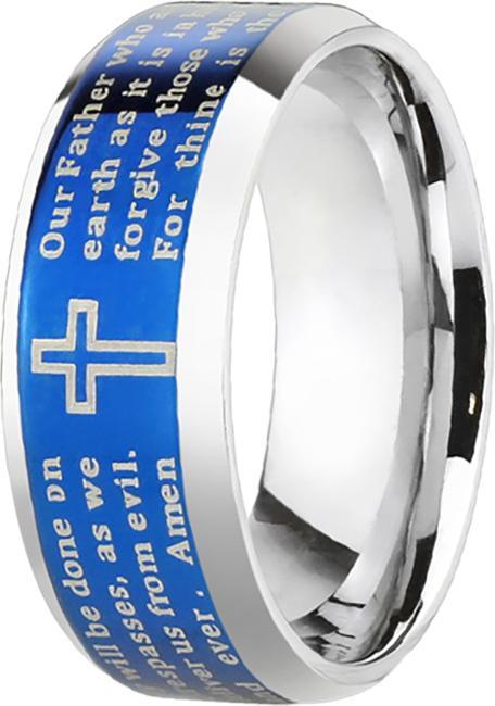 Produktbild Star Piercing Ring silber Vaterunser blau (Chirurgenstahl 316L)