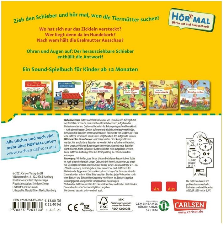 Produktbild Mein erstes Hör mal (Soundbuch ab 1 Jahr): Die Tierkinder (Deutsch, Kyrima Trapp, 2021)