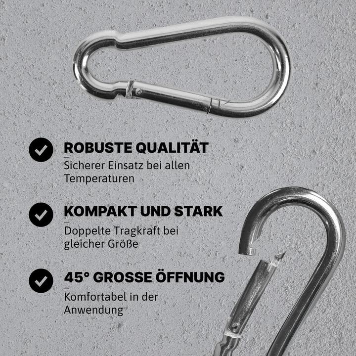 Produktbild Dönges Feuerwehr-Karabinerhaken, DIN 5299 C, 40 x 4 mm, 12 Stück, 4 x 40 mm, 350 kg