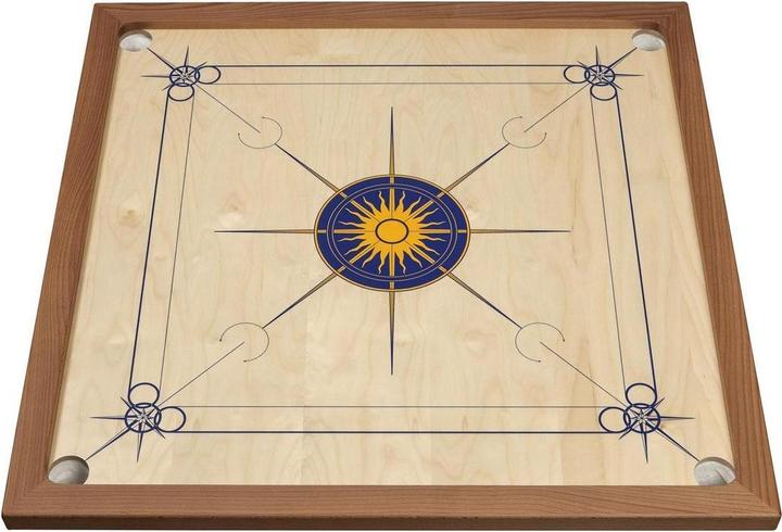 Actual product image Philos Carrom standard, blue yellow, wooden board game, 2 - 4 players, 6 years and up (English)