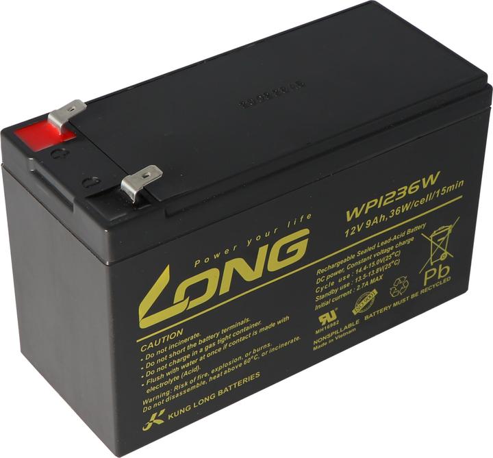 Kung Long Akku WP1236W, 6,3mm Faston Steckkontakt Tab 250 (12 V, 9 Ah)