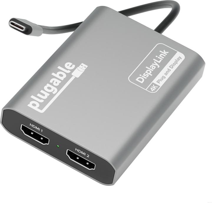 Plugable USB-C Dual 4K HDMI Adapter (USB Typ-C, 8 cm)